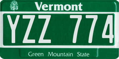 VT license plate YZZ774