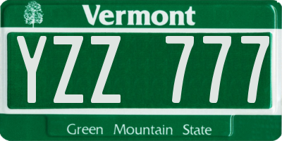 VT license plate YZZ777