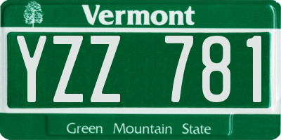 VT license plate YZZ781