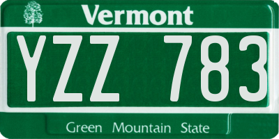 VT license plate YZZ783