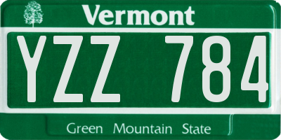 VT license plate YZZ784