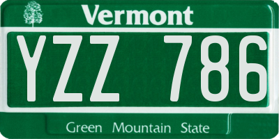 VT license plate YZZ786