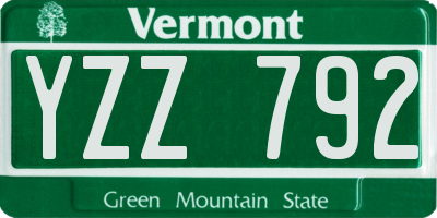 VT license plate YZZ792