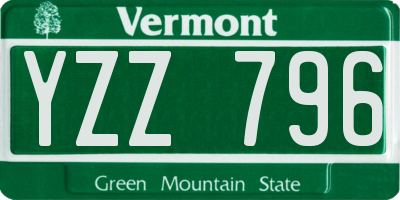 VT license plate YZZ796