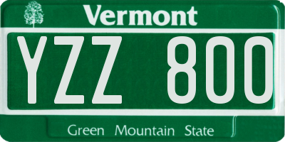 VT license plate YZZ800