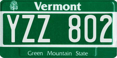 VT license plate YZZ802