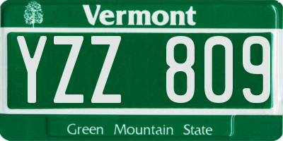 VT license plate YZZ809