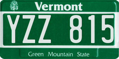 VT license plate YZZ815