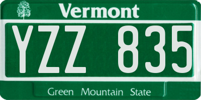 VT license plate YZZ835