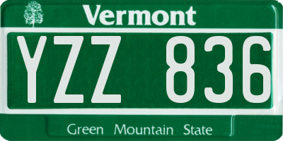 VT license plate YZZ836
