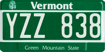 VT license plate YZZ838