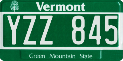 VT license plate YZZ845