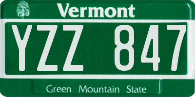 VT license plate YZZ847