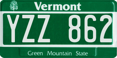 VT license plate YZZ862