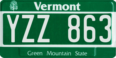 VT license plate YZZ863