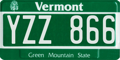 VT license plate YZZ866
