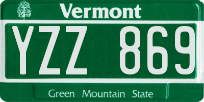 VT license plate YZZ869