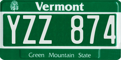 VT license plate YZZ874