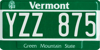 VT license plate YZZ875