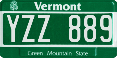 VT license plate YZZ889