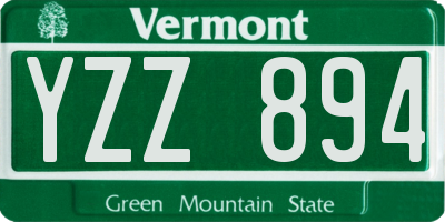 VT license plate YZZ894