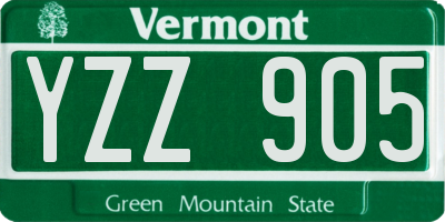 VT license plate YZZ905