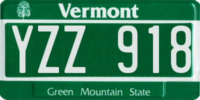VT license plate YZZ918