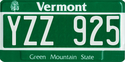 VT license plate YZZ925