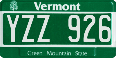 VT license plate YZZ926