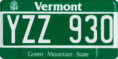 VT license plate YZZ930