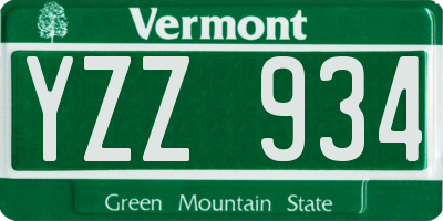 VT license plate YZZ934