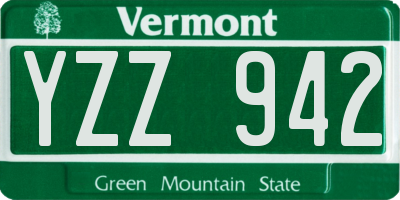 VT license plate YZZ942