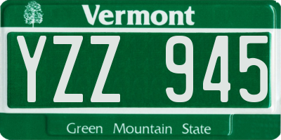 VT license plate YZZ945