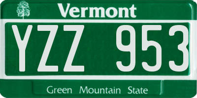 VT license plate YZZ953