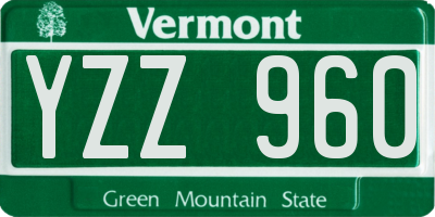 VT license plate YZZ960