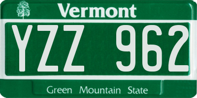 VT license plate YZZ962