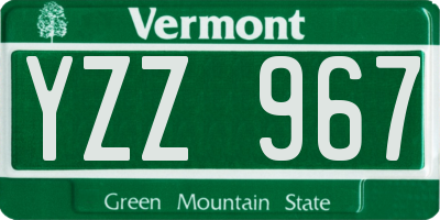 VT license plate YZZ967