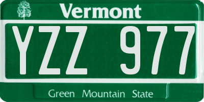 VT license plate YZZ977