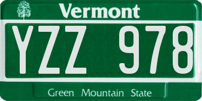 VT license plate YZZ978