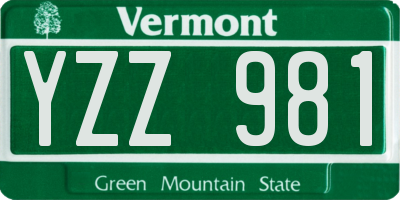 VT license plate YZZ981