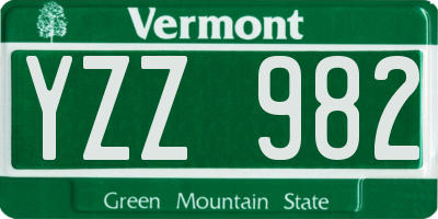 VT license plate YZZ982