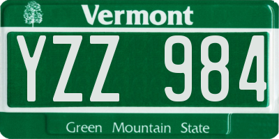 VT license plate YZZ984