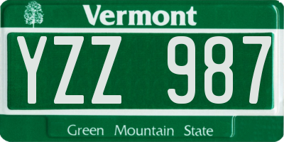 VT license plate YZZ987