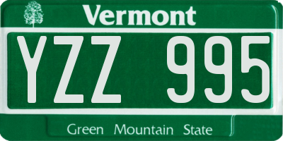 VT license plate YZZ995