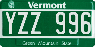 VT license plate YZZ996