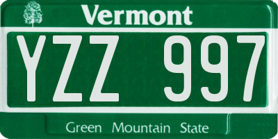 VT license plate YZZ997