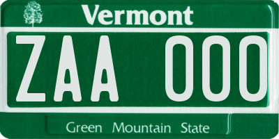 VT license plate ZAA000