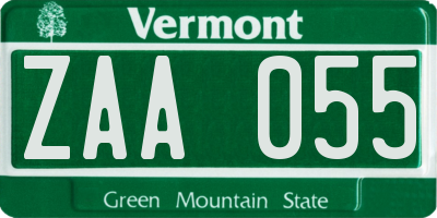 VT license plate ZAA055