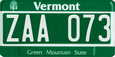 VT license plate ZAA073