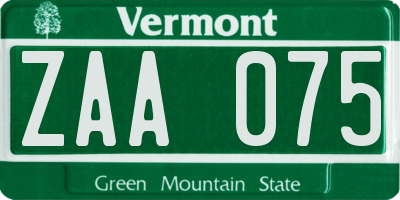 VT license plate ZAA075